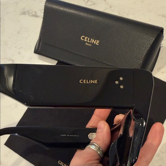 Celine Acetate Black Rectangular Sunglasses - Picture 6 of 13